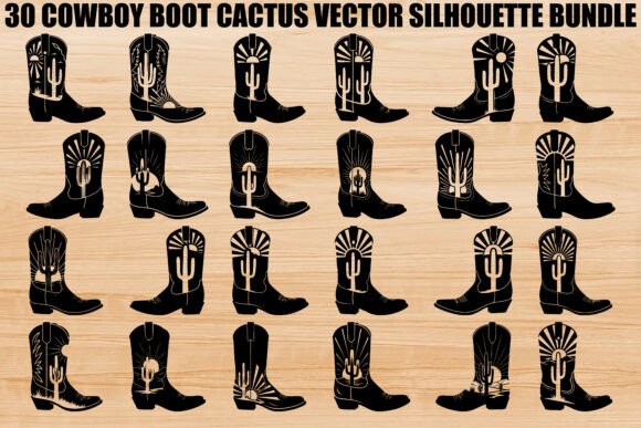 Download Cowboy Boot Cactus Silhouette Bundle - Bundle Collection
