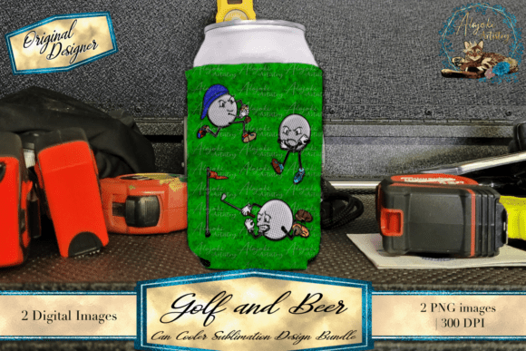 Download Golf &amp; Beer Can Cooler Sublimation Desig - Premium Bundle