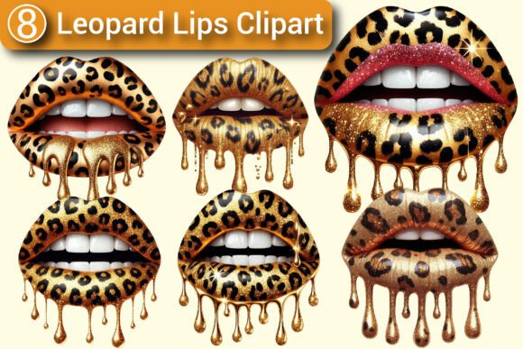 Download Gold Leopard Lips Clipart PNG Bundle - Bundle Collection