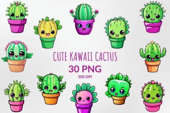 Download Cute Kawaii Cactus Sublimation Bundle - Bundle Collection