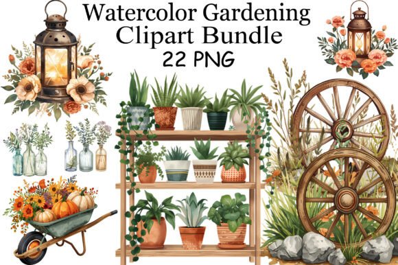 Download Watercolor Gardening Clipart Bundle - Bundle Collection