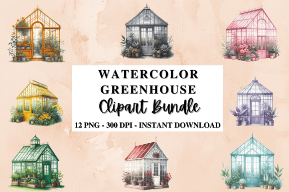 Download Watercolor Greenhouse Clipart Bundle - Bundle Collection