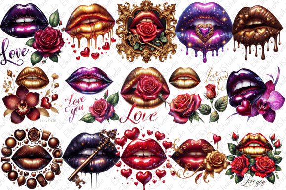 Download Cute Valentine Lips Clipart Bundle - Bundle Collection