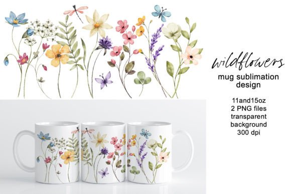 Download Mug Sublimation Design with Wildflowers. - Mug sublimation Collection