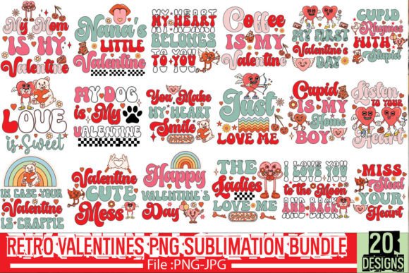 Download Retro Valentines PNG Sublimation Bundle - Bundle Collection