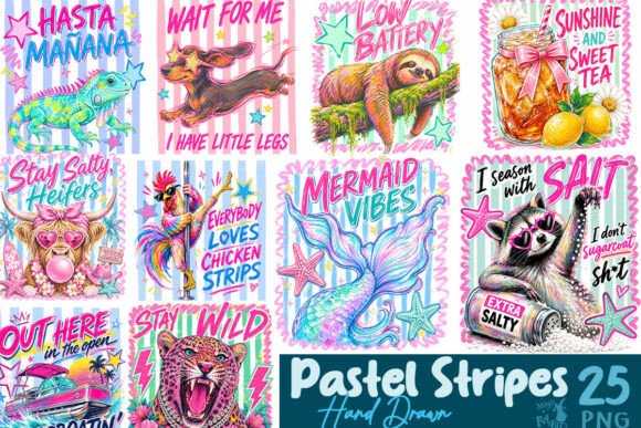 Download Pastel Stripes Hand Drawn Bundle - Bundle Collection