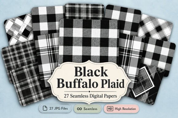 Download Black Buffalo Plaid Digital Paper Bundle - Bundle Collection