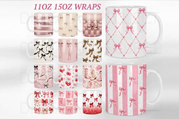 Download Coquette Bow Mug Wraps PNG Bundle, Bow - Bundle Collection