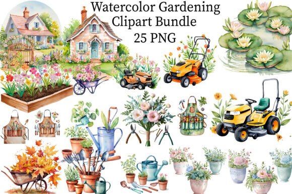 Download Watercolor Gardening Clipart Bundle - Bundle Collection