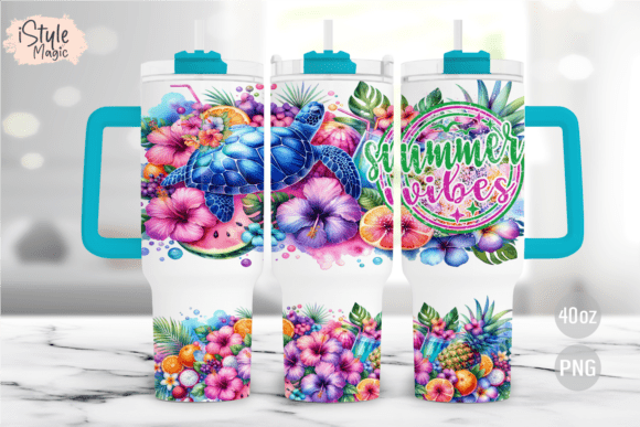 Download Summer Vibes 40oz Tumbler Wrap PNG - Premium Bundle
