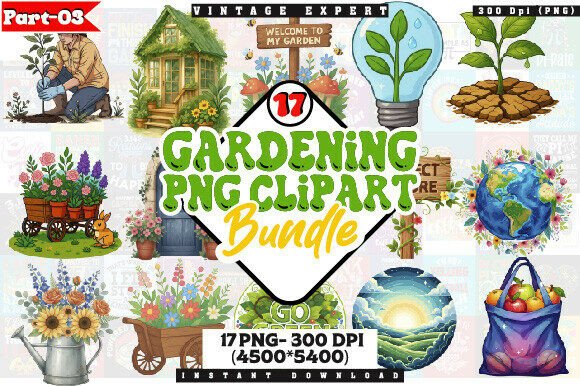 Download Gardening Clipart PNG Bundle - Bundle Collection