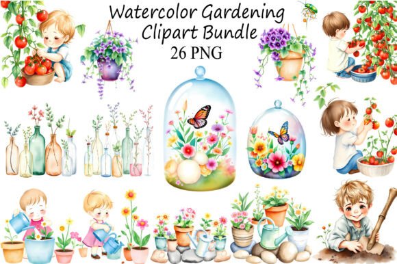 Download Watercolor Gardening Clipart Bundle - Bundle Collection