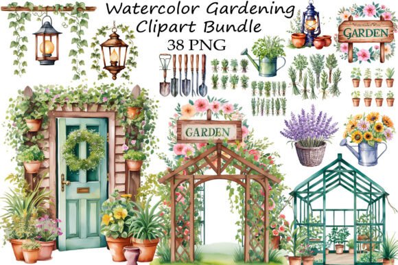 Download Watercolor Gardening Clipart Bundle - Bundle Collection