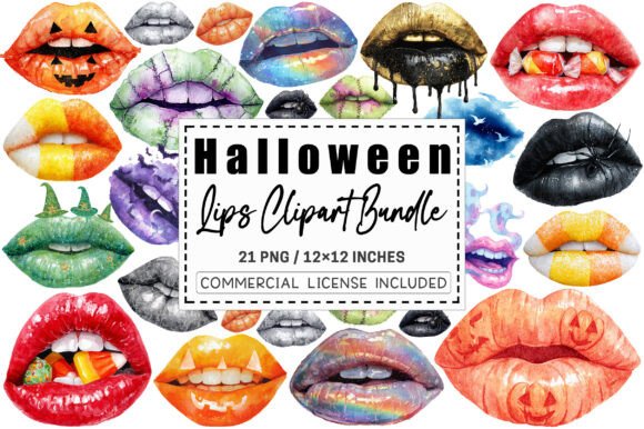 Download Watercolor Halloween Lips Clipart Bundle - Bundle Collection