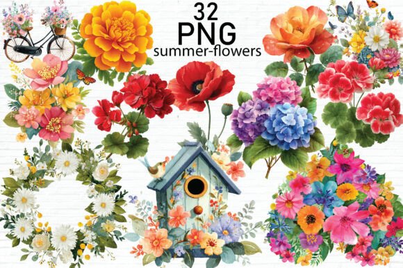 Download Summer Flowers Watercolor Clipart Bundle - Bundle Collection