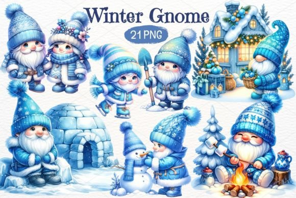 Download Winter Gnome Watercolor Clipart Bundle - Bundle Collection