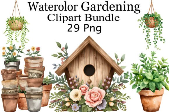 Download Watercolor Gardening Clipart Bundle - Bundle Collection