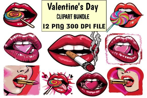 Download Valentine Candy Lips Clipart Bundle – - Bundle Collection