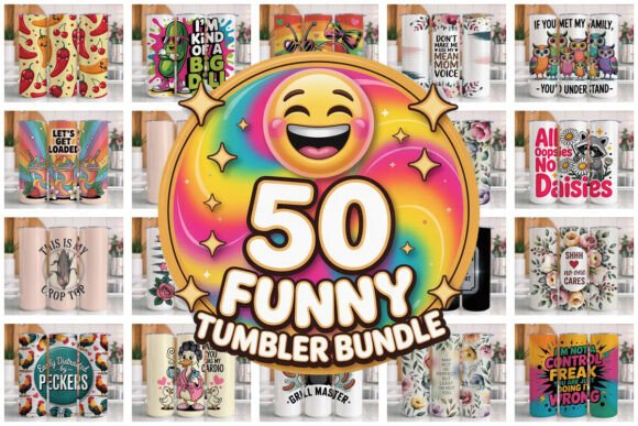 Download 50 Funny Tumbler Wrap Bundle PNG V4 - Bundle Collection