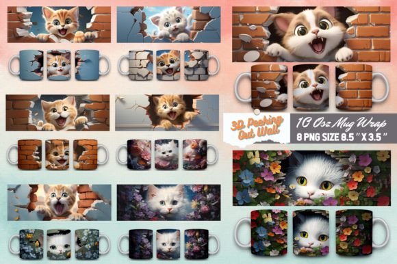 Download Peeking out Wall 3D Mug Sublimation - Mug sublimation Collection