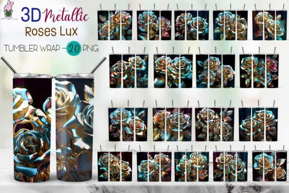 Download 3D Tumbler Wrap Metallic Rose Lux Bundle - Bundle Collection