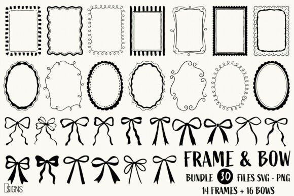 Download Hand-Drawn Frames &amp; Bows Bundle SVG PNG - Bundle Collection