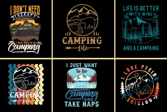 Download Camping T Shirt Design Bundle Vector Art - Bundle Collection