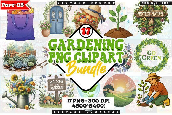 Download Gardening Clipart PNG Bundle - Bundle Collection