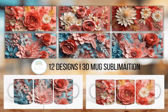 Download Flowers 3D Mug Sublimation Wrap - Mug sublimation Collection