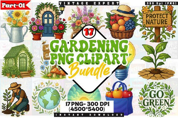 Download Cozy Gardening Clipart PNG Bundle - Bundle Collection