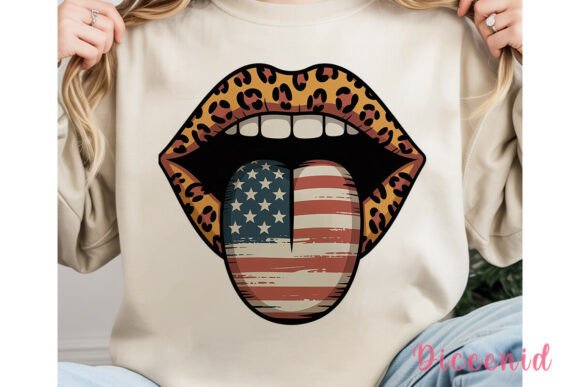 Download Leopard Lips American Flag Tongue PNG - Leopard Collection
