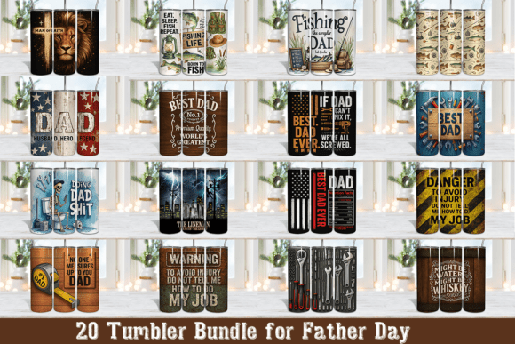 Download Father’s Day Tumbler Bundle, 20 PNG Set - Bundle Collection