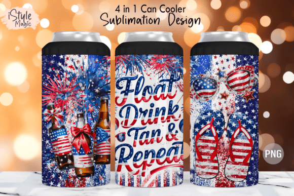 Download 4th of July Summer Can Cooler Wrap PNG - Premium Resources