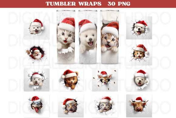 Download 3D Christmas Bundle Skinny Tumbler Wraps - Bundle Collection